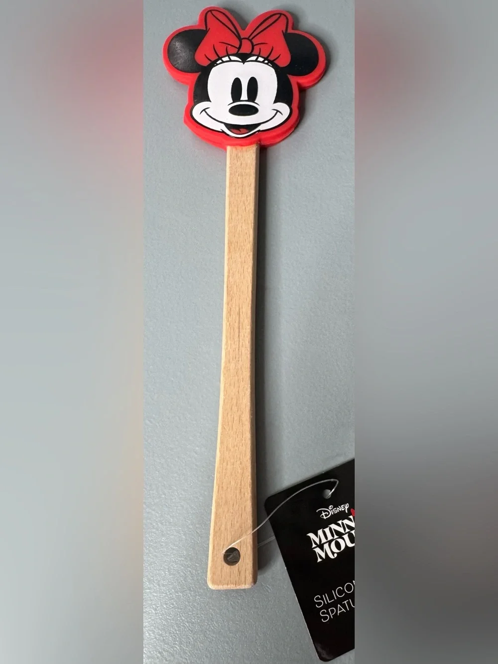 Disney Minnie Mouse themed Red, Black & White Silicone Spatula with Wood Handle